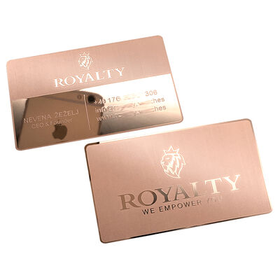 kopen Gepersonaliseerde aangepaste metalen visitekaartjes Rozen goud geïmprimeerde metalen visitekaartjes OEM online vervaardiging