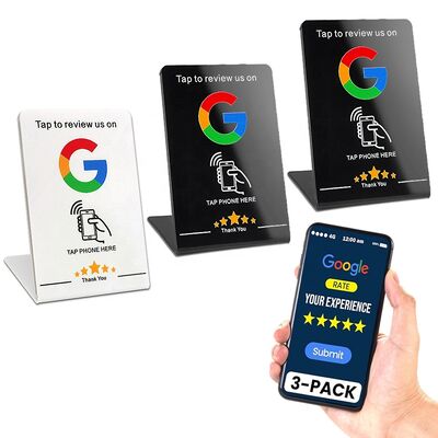 Beli Cetak Kustom Google Review NFC Stand Akrilik Restoran Meja Display Stand Untuk Restoran & Hotel pembuatan online