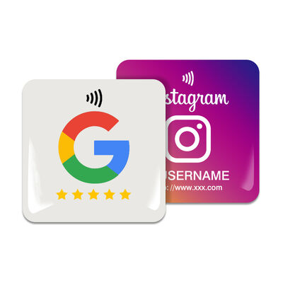 satın al Özel Rfid Nfc Epoksi Akıllı Etiket Sticker Baskı Su Geçirmez Yeniden Yazılabilir Çip 213 215 216 Logolu Google Yorum Plakası Çevrimiçi üretim