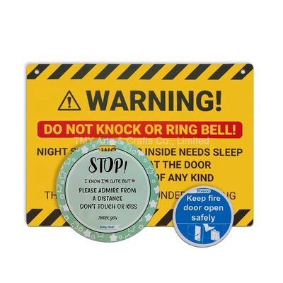 Αγορά Custom Plastic Safety Warning Sign Tag Shape Printing Do Not Knock Or Ring Bell Ετικέτα εξωτερικού PVC σε απευθείας σύνδεση κατασκευή