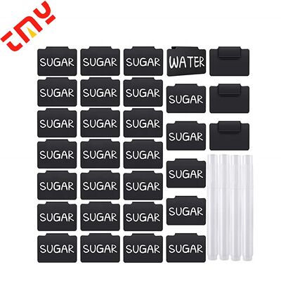 Beli Klip Label Wadah Dapur Plastik Kustom Dapat Ditulis Ulang Dapat Dilepas Label Hitam untuk Kotak Penyimpanan pembuatan online