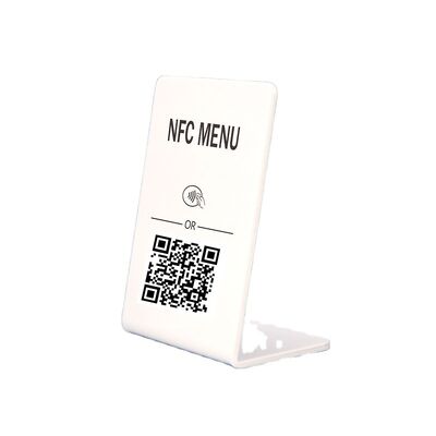 comprar Rectángulo personalizado de alta calidad de negocios de código Qr tabla cartón etiqueta de cartón NFC Stand Display fabricación en línea