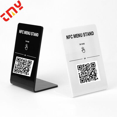 comprar Menú NFC de plástico personalizado para uso público Etiquetas de redes sociales Código de acrílico Qr Restaurante fabricación en línea
