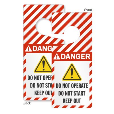 kopen Op maat gemaakte, lege, omkeerbare onderhoudswerknemer deur tag deurknop hanger veiligheidslabel plastic identificatie scherm gedrukt online vervaardiging