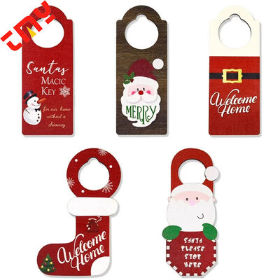 comprar Impresión personalizada de madera de plástico de decoración de la puerta colgar etiqueta de Navidad feliz colgando señal para la puerta de entrada fabricación en línea