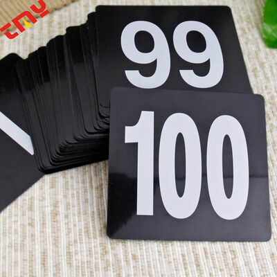 comprare 1-100 Numero del tavolo da matrimonio su misura Cartolina resistente all'acqua Tavolo inverso Segno seriale fabbricazione online
