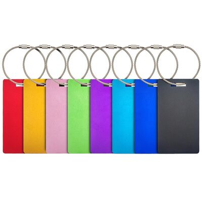 kupować Gotowe do wysyłki anodowane aluminiowe etykiety bagażowe do rejsów, wysokiej jakości, 8 kolorów, puste metalowe prostokąty 90MM*50MM produkcja online