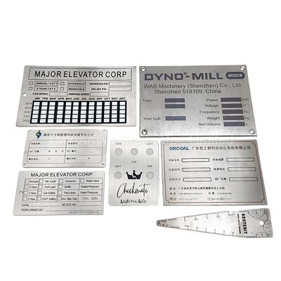 kaufen Aufgeschnittener Laser-Gravur-Druck Namensschild-Tag Industriemaschine Asset Aufzug Aluminium Edelstahl Metall Namensschild on-line-Fertigung