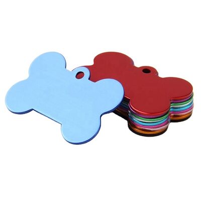 satın al Özel Blank Bone Shape Dog Tag Kişiselleştirilmiş Lazer Gravure Alüminyum Anodized Metal Çevrimiçi üretim