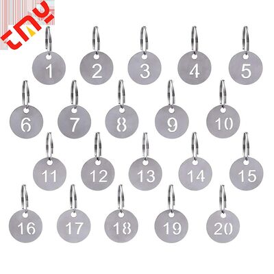 kopen Custom 23MM 1-100 Holle Nummer ID Sleutelhanger Label Roestvrij Staal Metalen Nummer Sleutelhanger Tag online vervaardiging