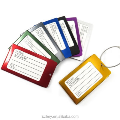 comprare Etichetta per bagagli personalizzata in metallo con filo, leggera, anodizzata, incisa al laser per valigie fabbricazione online