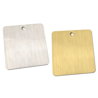 comprar Etiqueta decorativa exterior de acero inoxidable grabada con 4 agujeros, plateada, moderna y pulida fabricación en línea