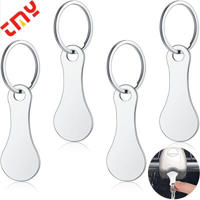 Beli Custom 23MM Blank Black Sliver Token Keychain Coin Stainless Steel Shopping Cart Token untuk Ukiran Laser pembuatan online