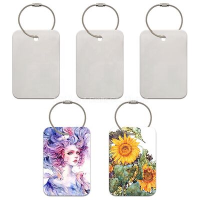 comprar Etiqueta de equipaje de aluminio para sublimación de metal, etiquetas de viaje, impermeable, blanco, doble cara, impresión personalizada, etiqueta colgante de metal en blanco fabricación en línea