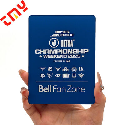 Beli Custom Personalised Modern Polished Laser Engraved Blank Logo Perak Biru Lembar Baja Berkualitas Aluminium Metal Sign pembuatan online