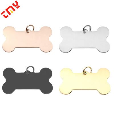 kopen Gepersonaliseerde huisdier kat hond tags Blank roestvrij staal gegraveerde naam id kraag etiketten voor bot hond tag online vervaardiging