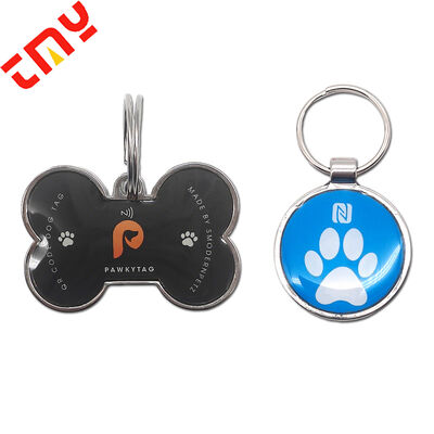 Buy Custom Printed Wearable Metal QR Code Pet Cat ID Name NFC Dog Tag Smart Wireless Round Tag online manufacture