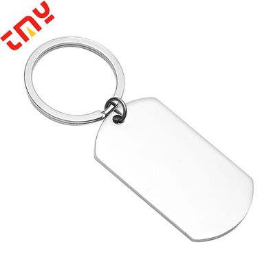 Beli Gantungan Kunci Tag Logam Kustom Dog Tag Baja Tahan Karat Perak Terukir Logo Kustom Kosong pembuatan online