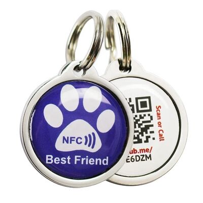 Buy Free Samples Custom Printed Washable Qr Code Epoxy Dog Metal NFC Pet Tags With NFC Chip for Animals online manufacture
