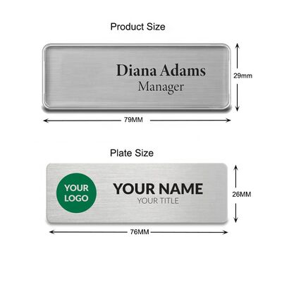 kopen Persoonlijke identificatie Herbruikbare naam badge Blank borstel roestvrij staal Magnetische lens Naam badges met acryl hoes online vervaardiging