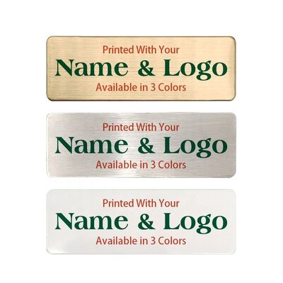 Buy Full Color Laser Engraved Custom Staff Aluminum Name Badges With Magnetic Backing online manufacture