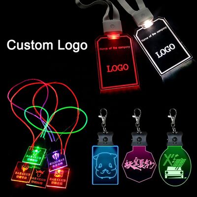 Buy Custom Acrylic LED Light Up Name Tag Badge With Lanyard Bar Concert Festival Work ID Business Card online manufacture