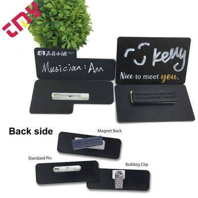 comprar Custom Wholesale High Quality Hotel Employee Professor Quadrado Redondo em branco Escrito Reutilizável Magnético Placa de plástico Chackboard Nome Badge fabricação em linha