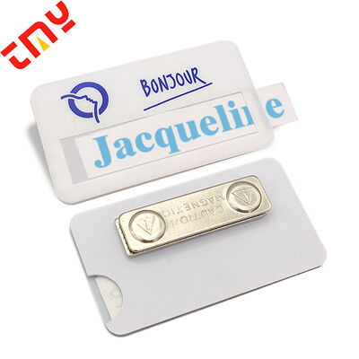 acheter Étiquette nominative magnétique réutilisable en plastique blanc avec logo personnalisé en gros fabrication en ligne