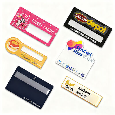 comprar Crachá de Nome Personalizado Reutilizável em PVC Acrílico com Ímã ou Pino e Janela Substituível fabricação em linha