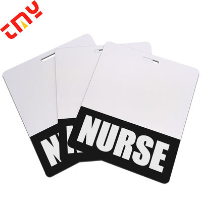 comprar Porta-credencial de identificación horizontal resistente, con impresión de pantalla negra personalizada, para enfermeras residentes fabricación en línea