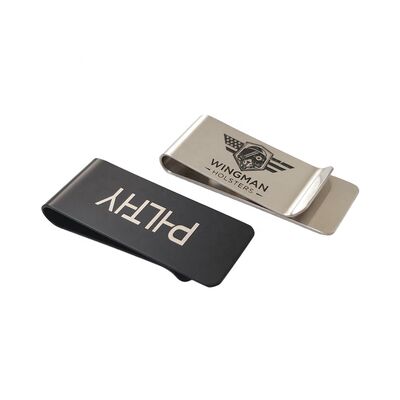 Buy Custom Logo Luxury Personalized Engraving Stainless Steel Metal Money Clip Blank Badge For Business online manufacture
