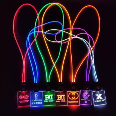 Buy Custom Acrylic LED Flashing Light Up Name Tag Badge With Lanyard Bar Concert Festival Work ID Business Card Luminous online manufacture