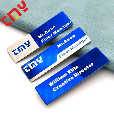 Buy Custom Laser Engraved Aluminum Name Tag - Gold Logo Magnetic Badge for Hotel Staff & Waiter, Reusable Blank Metal Plate online manufacture