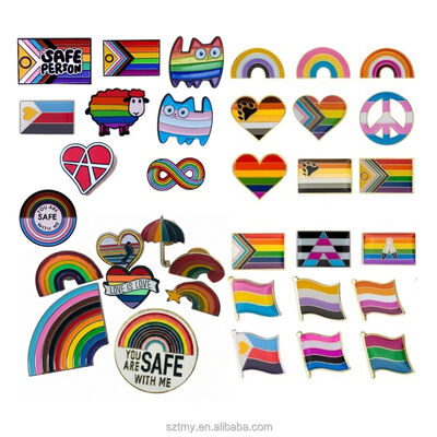 comprar Bandeira de arco-íris personalizada Coração Transgênero Asexual Gay LGBTQ Símbolo Emblema Roupas Lapel Broche Esmalte Pride Pin fabricação em linha