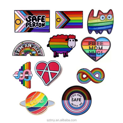 Buy Custom Rainbow Clothes Lapel Brooch Enamel Pride Pin Flag Heart Transgender Asexual Gay LGBTQ Symbol Badge online manufacture