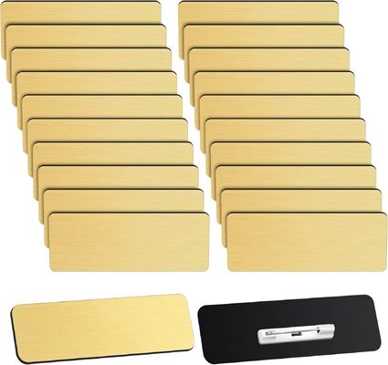 Buy Custom Logo ABS Plastic Gold Name Badge Laser Engravable Blank Badges With Gold Finish online manufacture