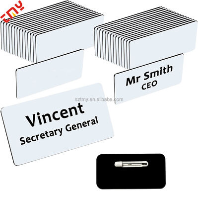 comprare 25 PZ Distintivi di Nome Vuoti in Plastica 3,8x7,6 cm Angoli Arrotondati - Etichette Incise Fai-da-Te Intercambiabili con Spilla o Magnete, Set Economico all'Ingrosso fabbricazione online