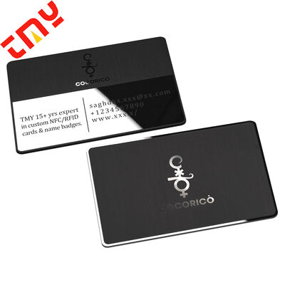 comprare Biglietto da visita personalizzato in metallo nero specchiato, nuovo stile, prezzo di fabbrica, incisione inversa di lusso, logo in rilievo fabbricazione online