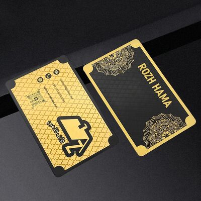 comprar Personalizado Premium Luxury Negro Visita Oro Tarjeta de crédito metálica Tarjeta de visita Impresión de metal personalizada con logotipo y código Qr fabricación en línea