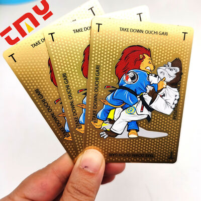 comprar Nova Edição Atacado Personalizado Anime Cartoon Ouro Aço Inoxidável Metal Carta de Jogo fabricação em linha