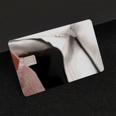 comprare Top Rating trasparente riflettente specchio d'argento carta di credito in bianco carta di chip di metallo per carta VIP fabbricazione online