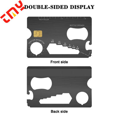 kopen Multifunctionele geborsteld roestvrijstalen outdoor noodoverlevingsgereedschap creditcard flesopener met EMV-chipkaartlezer online vervaardiging