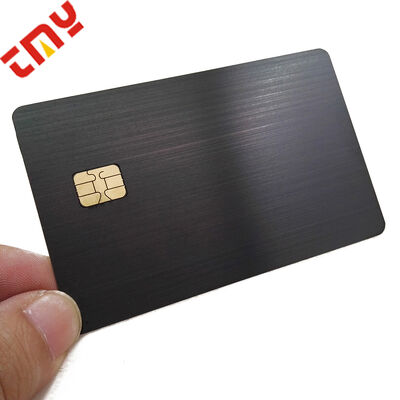 comprar Cartão VIP de Metal Escovado de Aço Inoxidável Personalizado Luxuoso Anodizado Preto Fosco Dourado Prateado com Chip 4428 ou Chip 4442 fabricação em linha